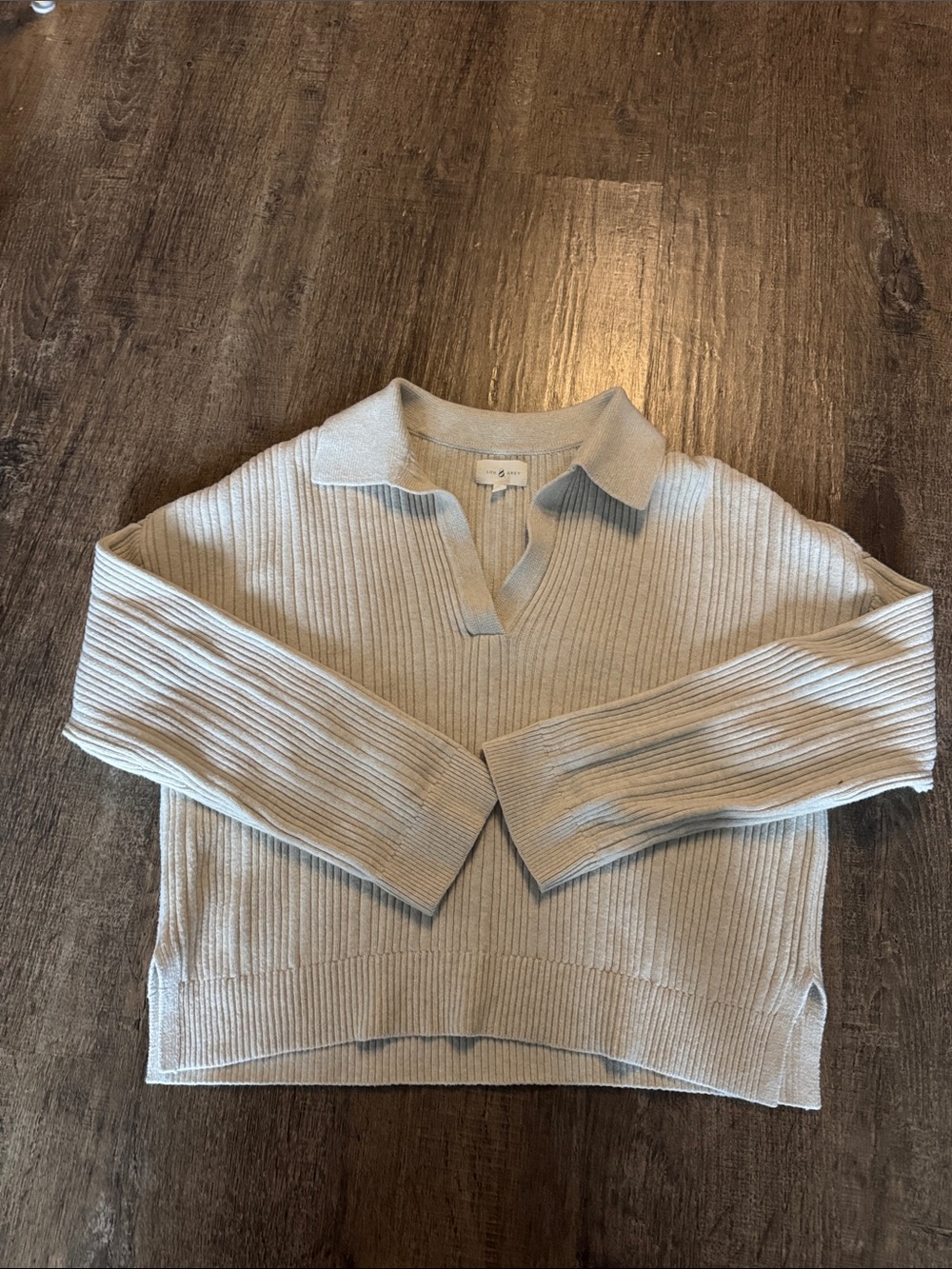 Lou & Grey Heathered Ribbed Collared Sweater - Picture 2 of 4